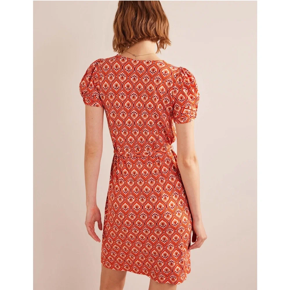 *SOLD* Boden Knot Detail Jersey Mini Dress Geo Cascade Size 2 - Picture 5 of 12